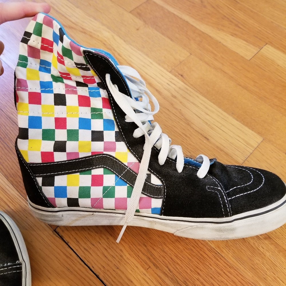 Vans Rainbow Checkered High Top Foldable Shoes